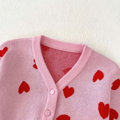 Cardigan de Punto Rosa con Corazón para Bebé Niña - Suéter Infantil Cuello V - Image 10
