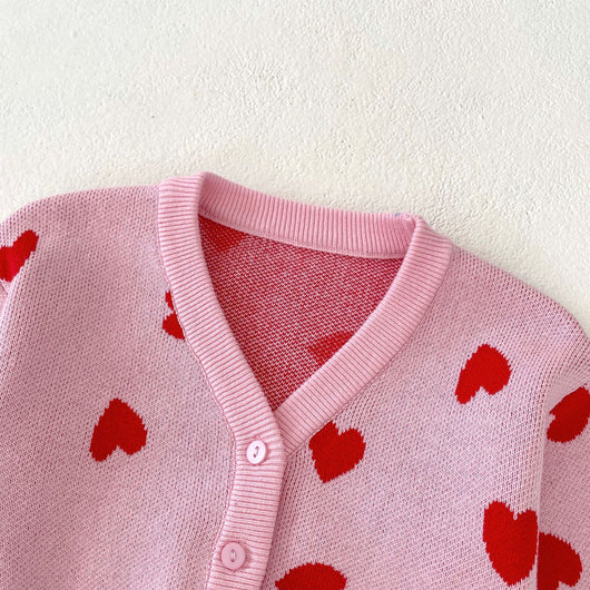 Cardigan de Punto Rosa con Corazón para Bebé Niña - Suéter Infantil Cuello V - Image 10