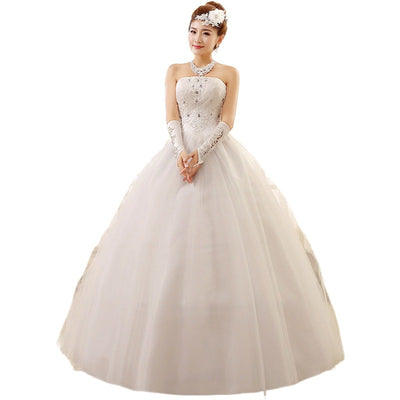 Vestido de Novia Estilo Coreano con Escote Tubo - Image 9