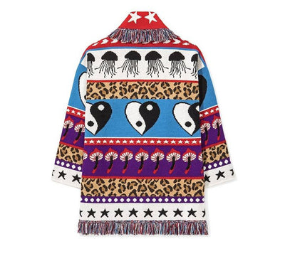 Cardigan de Cachemira Jacquard con Estrellas - Abrigo Slim Europeo Midi - Image 11