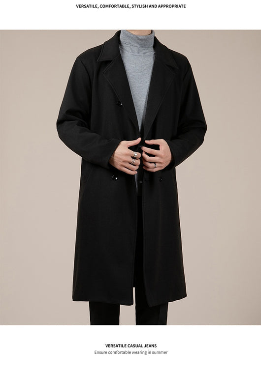 Abrigo de Lana Coreano Largo para Otoño e Invierno - Image 15