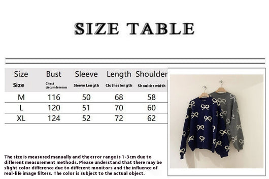 Suéter Jacquard con Moño y Cuello Redondo - Blusa Holgada de Manga Larga - Image 8