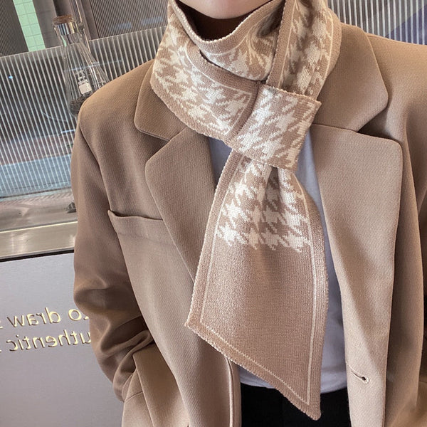 Bufanda Tejida Cuadros Houndstooth Elegante y Versátil