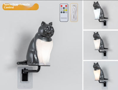 Lámpara de Pared Gato USB con Luz Nocturna y Carga Inalámbrica - Image 3
