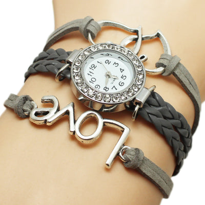 Reloj Pulsera Doble Corazón Tejido Multicapa - Acero Aleado - Image 4