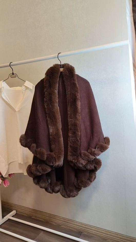 Capa Tejida Gruesa con Cuello de Pelaje para Otoño-Invierno - Image 18