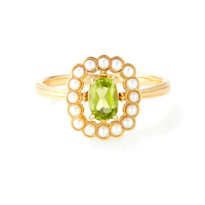 Anillo de Plata con Perla de Agua Dulce y Peridoto Baguette - Image 8