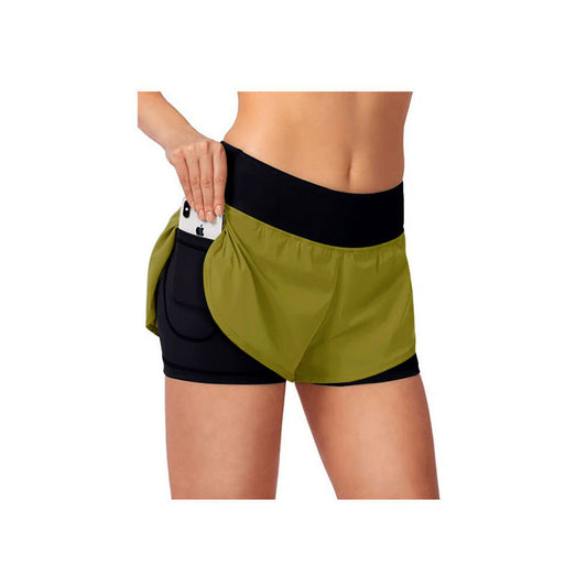 Shorts Yoga Falso Dos Piezas Doble Capa Anti-transparencia