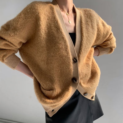 Cardigan V-neck de Mohair con Bolsillos para Mujer - Image 8