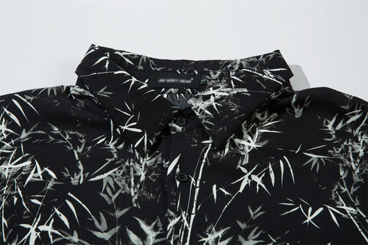 Camisa Suelta Estampado Bosque de Bambú para Hombre - Image 18