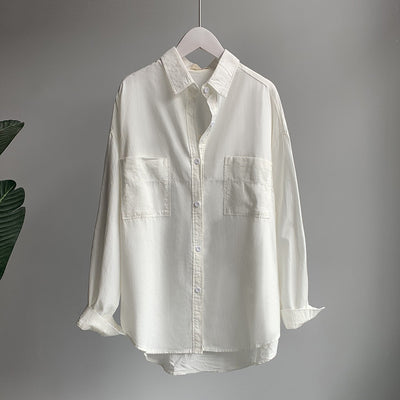 Camisa Suelta de Dos Bolsillos en Color Sólido - Image 5
