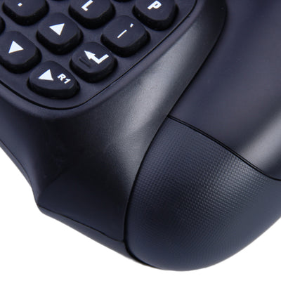 Black wireless keyboard attachment for PS4 game controller, featuring a full QWERTY layout and 3.5mm audio jack. - Image 10