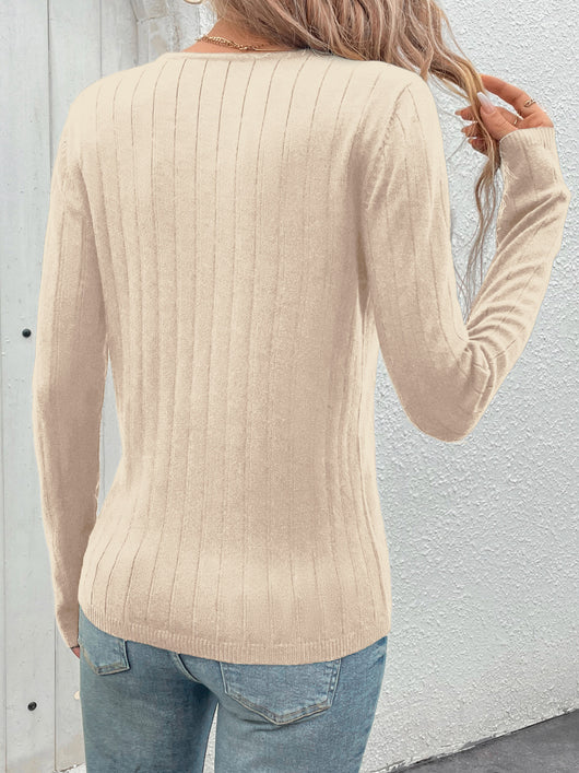 Suéter Negro Mujer Cuello V Rayas Hundidas Estilo Europeo Americano - Image 13