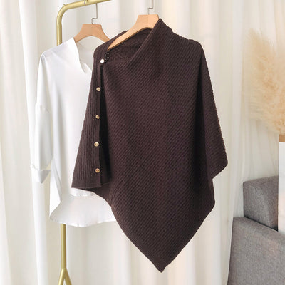 Capa Poncho de Lana Escocesa con Broche - Abrigo Versátil para Mujer - Image 5
