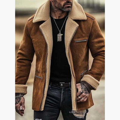 Chaqueta de Lana de Cordero con Solapa y Cierre - Abrigo Elegante para Hombre - Image 6