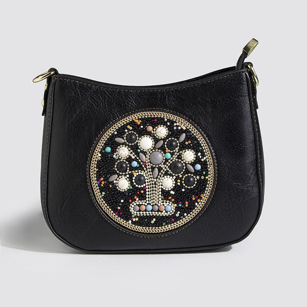 Bolsa Tote Étnica de Turquesa con Cuentas - Diseño Cruzado y Hombro - Image 7
