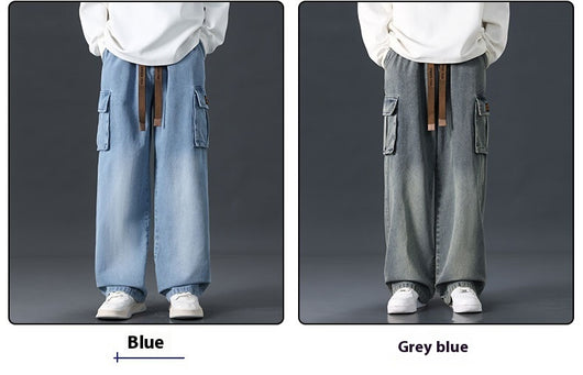 Pantalones Jeans Rectos Anchos con Degradado y Lavado Artesanal para Hombre - Image 23