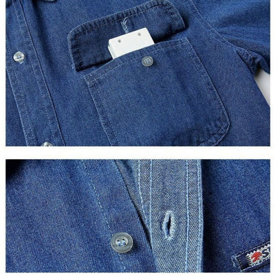 Camisa Denim Ligera Manga Larga Suelta para Hombre Otoño - Image 4
