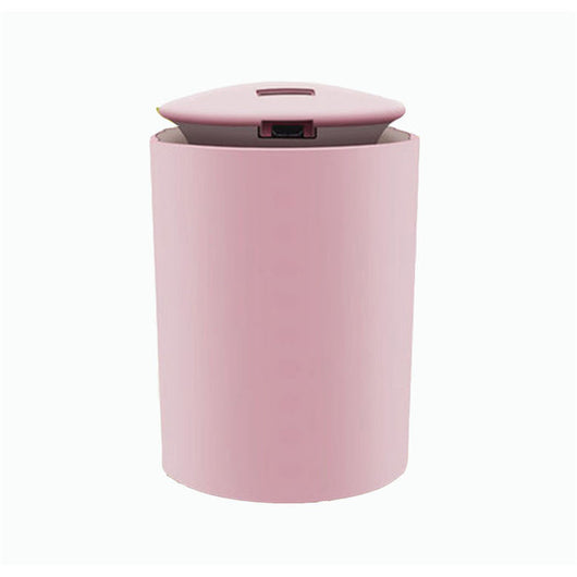 White cylindrical USB mini humidifier with blue LED light, emitting a fine mist, suitable for home or car. - Image 10