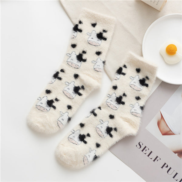 Calcetines de Felpa Mink Coral con Diseño de Animales Infantiles
