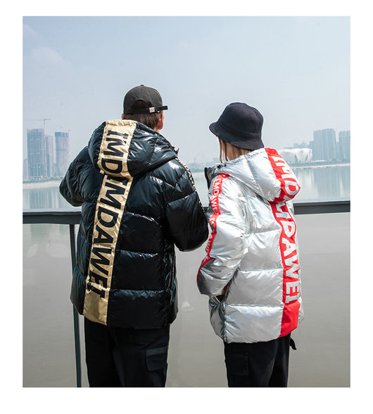 Chaqueta de Plumón Brillante para Hombre - Abrigo Grueso y Holgado con Capucha - Image 8