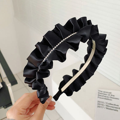 Diadema Plisada de Satén Premium Negro Ancho - Image 22