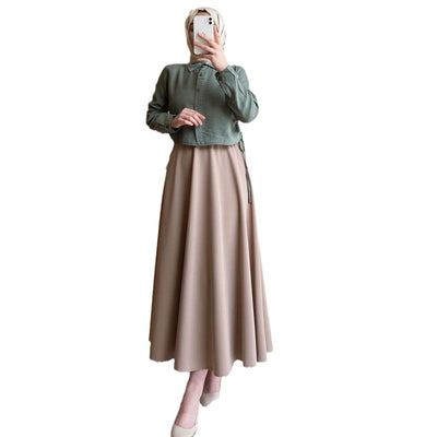 Conjunto Elegante de Blusa Manga Larga y Falda Cintura Alta para Otoño e Invierno - Image 4