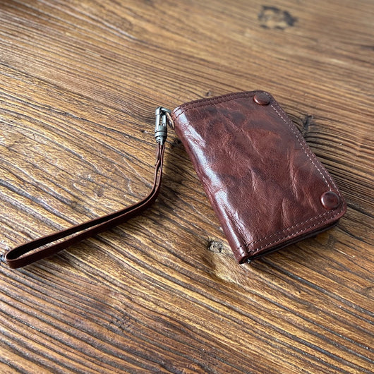 Billetera Juvenil de Cuero con Pliegues - Cartera Corta para Hombre - Image 9
