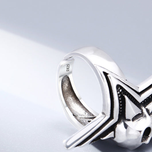 Anillo de Plata Esterlina con Calavera y Estrella de Cinco Puntas para Hombre - Image 4