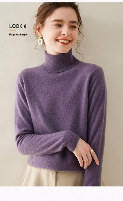 Suéter Cuello Alto de Cachemira Pura para Mujer - Image 25