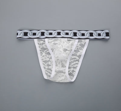 Tanga Masculino de Encaje 3D con Cadena Ajustable Transparente - Image 19