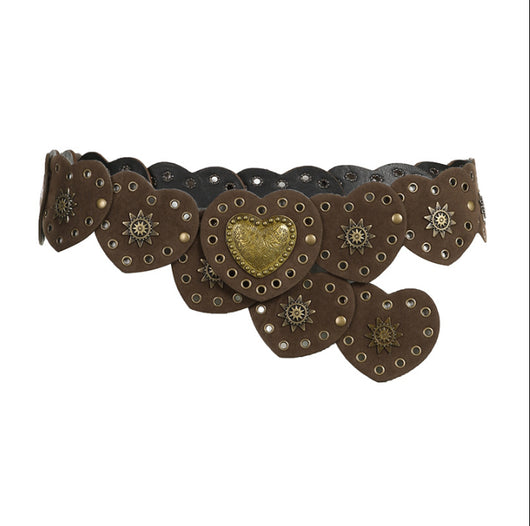 Cinturón Retro con Hebilla de Corazón y Costura Decorativa - Image 19