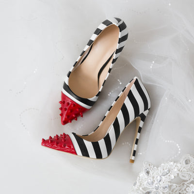 Tacones Altos de Moda con Rayas de Remaches en Colores - Image 13