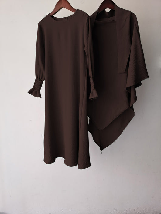 Vestido Liso con Cuello Redondo y Volantes Ondulados - Image 16