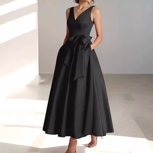 Vestido Escote V Realzador de Silueta para Fiestas y Uso Diario - Image 8