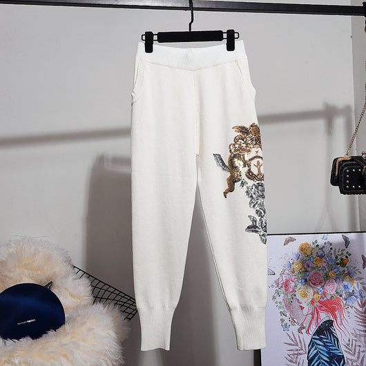 Conjunto de Dos Piezas: Suéter Tejido Holgado con Bordado de Lentejuelas - Image 12