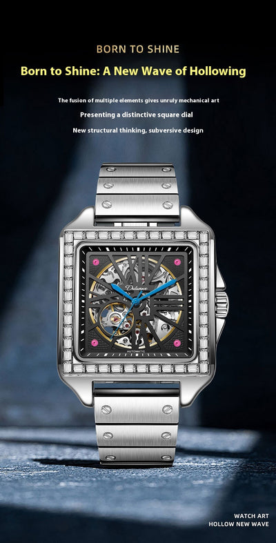 Reloj Automático de Diseño Cuadrado con Diamantes - Image 20