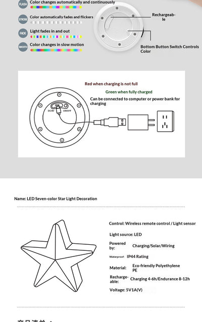 Estrella LED Luminosa Recargable con Control Remoto - Image 18