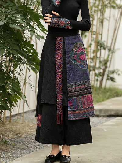 Pantalón Ancho Bordado Estilo Nacional con Detalle de Borlas - Image 12