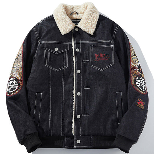 Chaqueta Denim Acolchada con Forro de Terciopelo para Hombre y Mujer