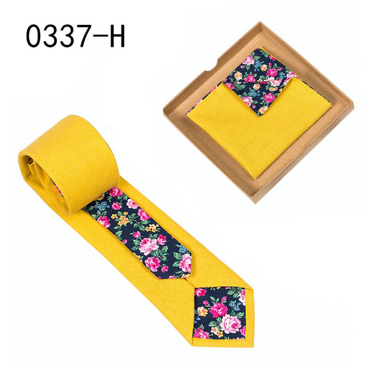 Corbata de Algodón con Estampado Floral y Pañuelo de Bolsillo - Image 31