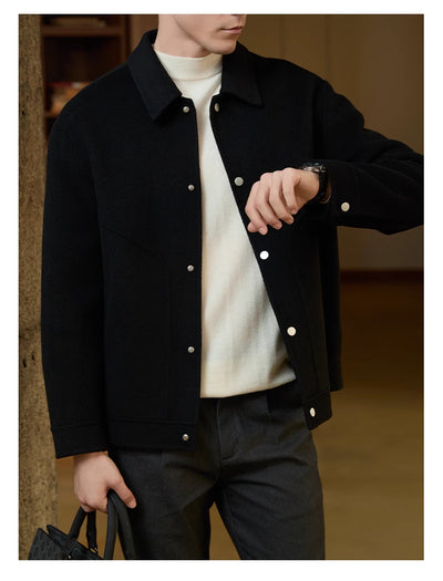 Abrigo de Lana Reversible para Hombre - Cuello Polo Elegante Otoño Invierno - Image 14