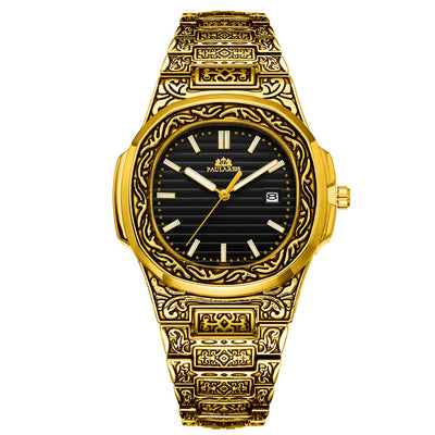 Reloj Hombre Cuarzo Tallado Loro Calendario Luminiscente - Image 5