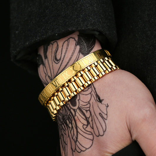 Pulsera de Acero Titanio Estilo Punk con Diseño Romano - Image 37