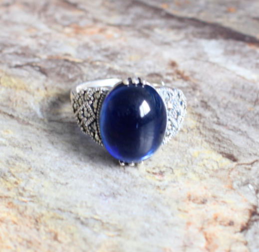 Anillo de Plata Esterlina 925 con Lapislázuli Natural para Hombre - Diseño Moderno