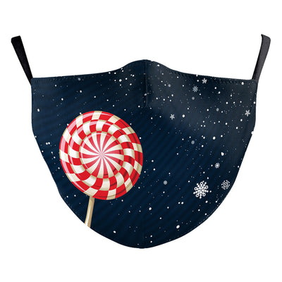 Christmas Santa Claus dustproof face mask with a red hat, white beard, and glasses on a blue and green background. - Image 8