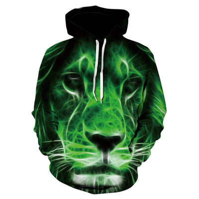 Sudadera con Capucha Hombre Estampado 3D Cabeza de León Digital Primavera Otoño - Image 6