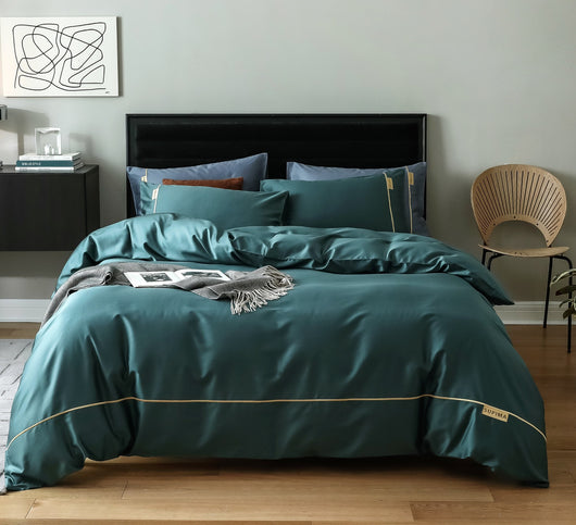 Juego de Sábanas Bordado de 4 Piezas - Comodidad y Estilo Simple - Image 13