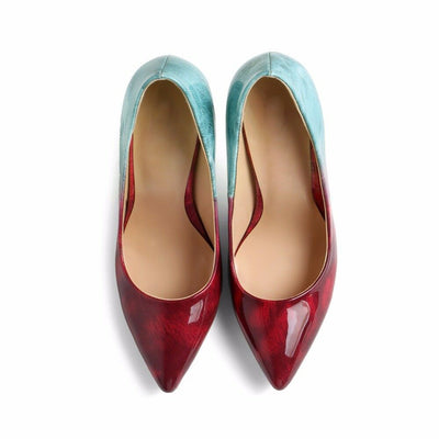 Zapatos de Tacón Stiletto Bicolor con Punta Afilada para Mujer Tallas Grandes - Image 8