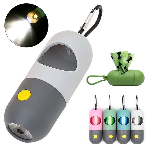 Dispensador de Bolsas para Desechos de Mascotas con Luz LED
